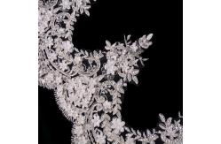 China Classic Embroidered 3D Flower Lace Trim 53 Inch Width With Beads supplier