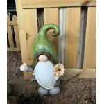 Custom Gnome Magnesium Oxide Garden Statue Rustproof With Green Dots Hat