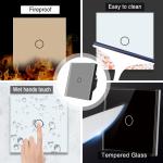 100VAC - 240VAC Touch Light Switch 2gang Black Smart Dimmable Light Switch