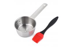 China Stainless Steel BBQ Sauce Pot saucepan Silicone Basting Brush Set supplier