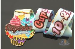 China Virture Running 5k Marathon Metal Die Casting Medals Smooth Back With Sublimated Ribbon supplier