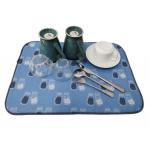 38x50cm Quick Dry  Blue Printed Microfiber Dish Drying Mat For Kitchen for sale