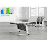 Mobile Foldable Office Desk Folding School Training Room Table With Storage Layer for sale