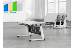 China Mobile Foldable Office Desk Folding School Training Room Table With Storage Layer supplier