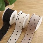 China 3 Colors Striped Ribbon 40mm Heart Printed Polyester Ribbon OEM Eco Friendly manufacturer