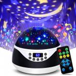 Built-in 12 Light Songs 360 Degree Rotating 8 Colorful Night Light Projector Remote Control and Timer Design Projection for sale