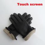 Durable Wool Warm Lined Leather Gloves Touch Screen Women Ladies Imitation Deerskin Leather Gloves for sale