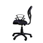 Black Fabric Ergonomic Home Office Computer Chair With Mesh Back / Wheels