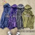 Acid Wash Rhinestone Hoodie Dtg Printed Disstressed Oversized Streetwear Hoodie for sale