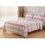 Country Style Wave Embroidered King Size Patchwork Quilts 3pcs 100% Cotton for sale