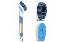 China Stainless Steel Handle Scrubber Brush With 3 Replacement Head supplier