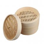 2 Tier Customized Size Dim Sum Bamboo Steamers Set Basket 10 Inch for sale