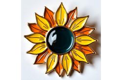 China Sunflower Fridge Magnet With Enamel Petals And Resin Center supplier
