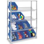 Indoor Commercial Wire Shelving / Clear Plastic Storage Bin Slanted Chrome Wire Shelving Systems for sale
