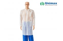 China Unimax Medical PP or SMS Lab Coat with Press Stud Buttons supplier