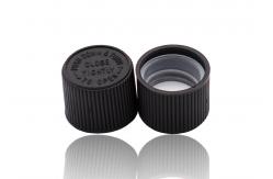 China Child Proof Cap Black Screw Thread Plastic Cap 18mm Ribbed Closure supplier