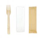 17CM Biodegradable Disposable Bamboo Fork Cutlery Take Out Napkin Kit for sale
