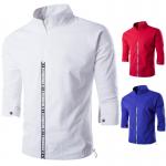 Cotton Linen Half Sleeve Mens Reflective Jacket Half Zip Elastic Buttom for sale