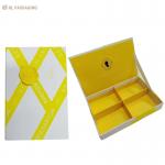 Yellow Velvet Finish Resin Logo Cosmetic Paper Box with Magnetic Closure and 4-Compartment Design for Skin Care Packaging for sale