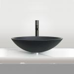 High Durability Tempered Glass Sink Countertop Mounted No Overflow Matt Black Glass Basin for sale