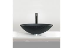 China High Durability Tempered Glass Sink Countertop Mounted No Overflow Matt Black Glass Basin supplier