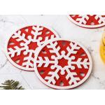 Double Layer Heatproof Christmas Felt Drink Coasters 10*10cm for sale