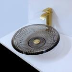 Transparent Shallow Wash Basin Modern Round 19mm Black Bowl Sink Bathroom for sale