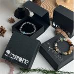 Elegant Rigid Gift Box With Black Leather Texture For Bracelets Or Small Gifts for sale