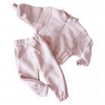 Customized Half Zipper Pullover Sweat Shirt 280gsm With Drawstring Sweatpants Kids Jogger Set