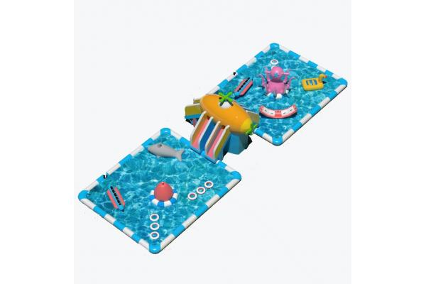Outdoor Giant Slides Inflatable Water Park Customized With Two Large Pool