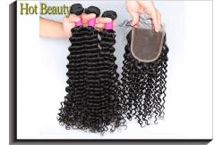 China Brazilian Deep Curly Remy Hair Extensions Natural Black 100 Grams / Per Bundle supplier