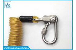 China Yellow Wire Coil Lanyard With Locking Screwgate Carabiner For Stop Drop Tools supplier