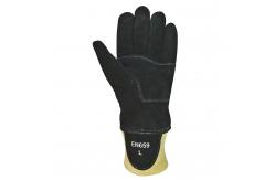 China EN659 Certificate Firefighter Work Gloves Cowsplit And Kevalr Wristlet Style supplier