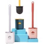 14.96in Flat Rubber Silicone Flex Toilet Brush With Holder Long Handle TPR for sale
