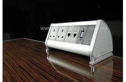 China UK Standard Desk Mount Power Strip , Clamp Office Desktop power and data outlets supplier