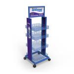 Demountable Water Bottle Display Rack Beverage Display Stand With Casters