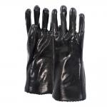 China Industrial Smooth PVC Coated Chemical Gloves 35cm Long With Soft Cotton Inner manufacturer