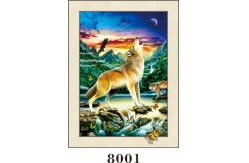 China Custom Wolf Painting 5D Images With PET 0.6MM+157g Coated Paper Material supplier