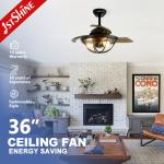 36 Inch Retractable Ceiling Fan Light with Remote Control and Space-Saving Design for sale