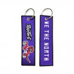 4 Inch Width Embroidered Key Chain , Custom Embroidered Keyring Yarn Twill Material for sale