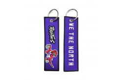 China 4 Inch Width Embroidered Key Chain , Custom Embroidered Keyring Yarn Twill Material supplier