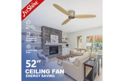 China 220V Flush Mount Remote LED Ceiling Fan With Solid Wood Blades supplier