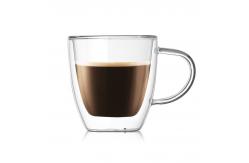 China Handmade Heat Resistant Double Wall Glass Cup Sophisticated Look For Coffee supplier