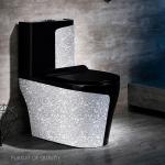 Luxury Ceramic Washdown Round One Piece Toilet Black Sliver Colored for sale