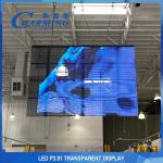 3D P3.91-7.8 Transparent LED Video Wall Glass Screen Cast Aluminum Material for sale