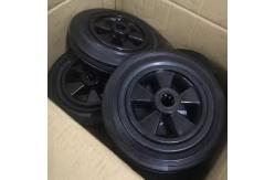 China Black Rubber Trash Bin Wheels , Industrial Garbage Can Wheels supplier