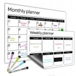 Magnetic Dry Erase Reusable Daily Weekly Monthly Planner Set 17x11'' A3 A4 Custom
