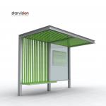 Slim Flat Roofing L4200mm Advertising Bus Shelter With Bench For Infrastructure for sale