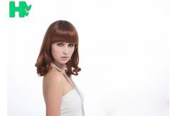 China Short Curly Synthetic Hair Wigs , 6A Synthetic Curly Wigs Darker Brown supplier