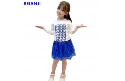 China BEIANJI 2PCS Blue Printed Kids Hoodless Sweater Long Sleeve Girls Tops supplier
